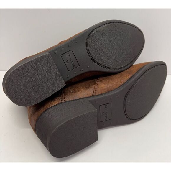 Sun + Stone Ankle Boots Size 9.5 Brown Double Zip Almond Toe Cushioned NEW - Picture 8 of 8